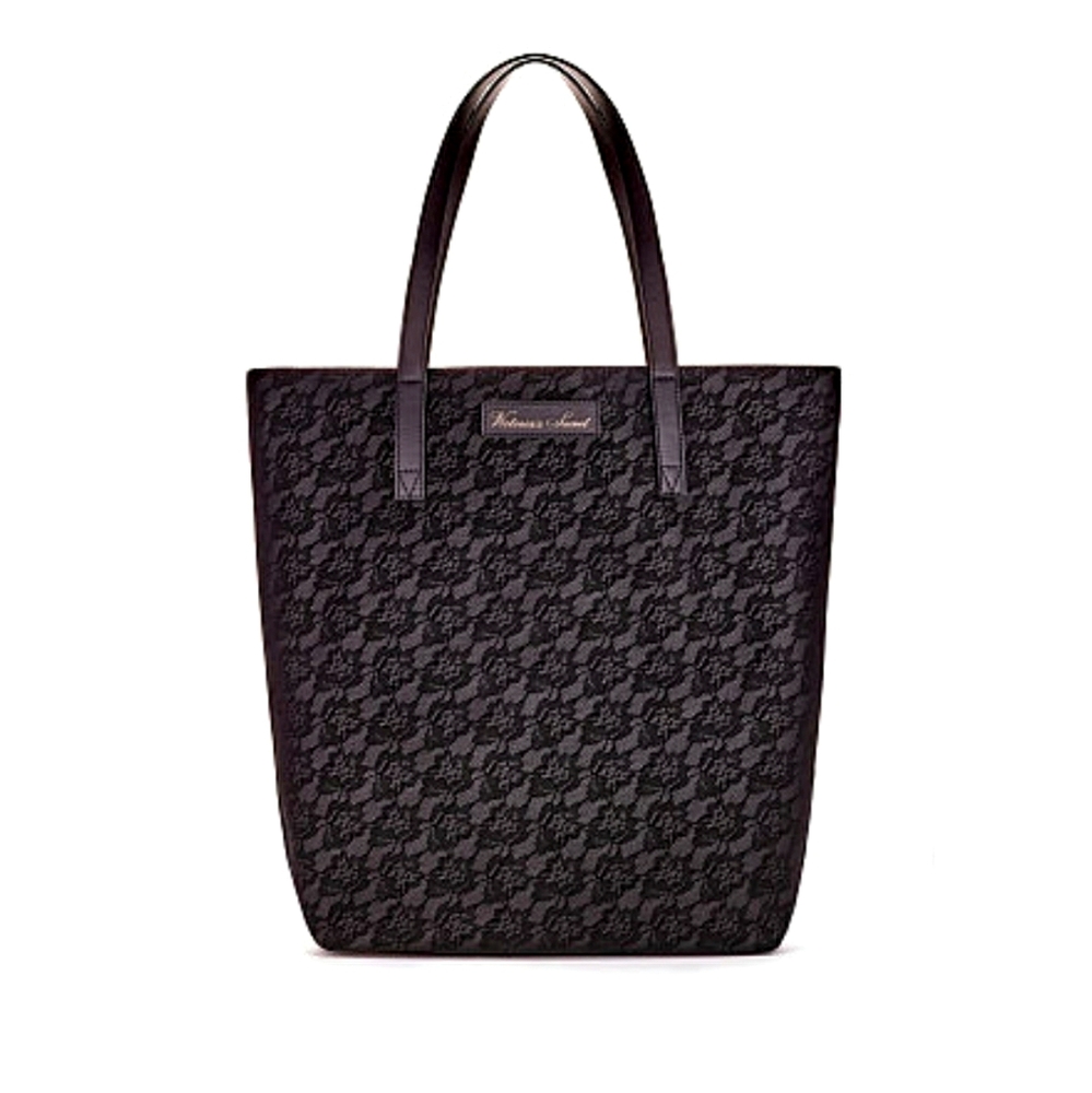 NWT Victoria's Secret Black Floral Lace Bag